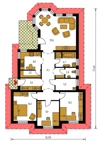 Mirror image | Floor plan of ground floor - BUNGALOW 85